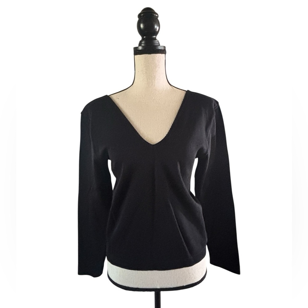 a new day Women's Black V-Neck Ribbed Sweater